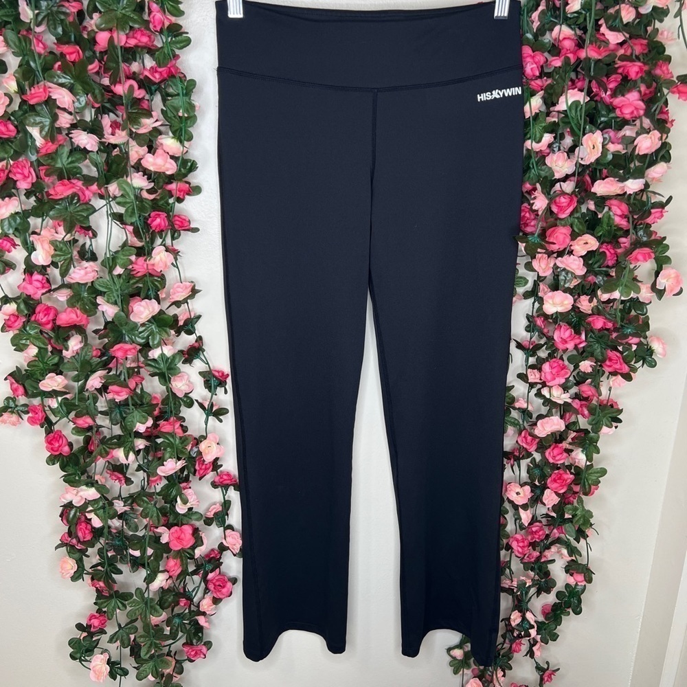 Hiskywin Black Athletic Yoga Stretch Pants Womens Sports Gym Fitness Casual L